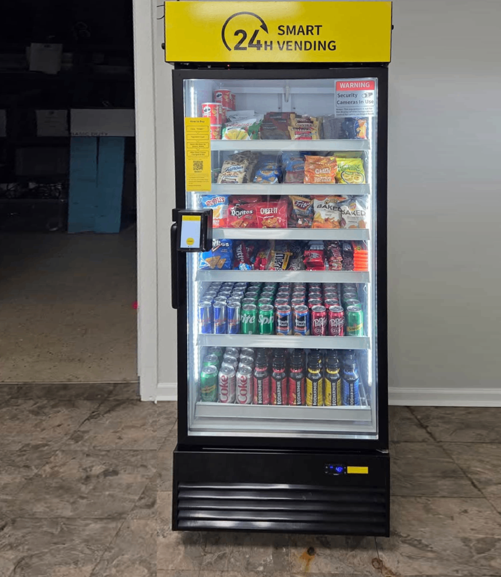 Fully stocked 24H Smart Vending machine with snacks and drinks