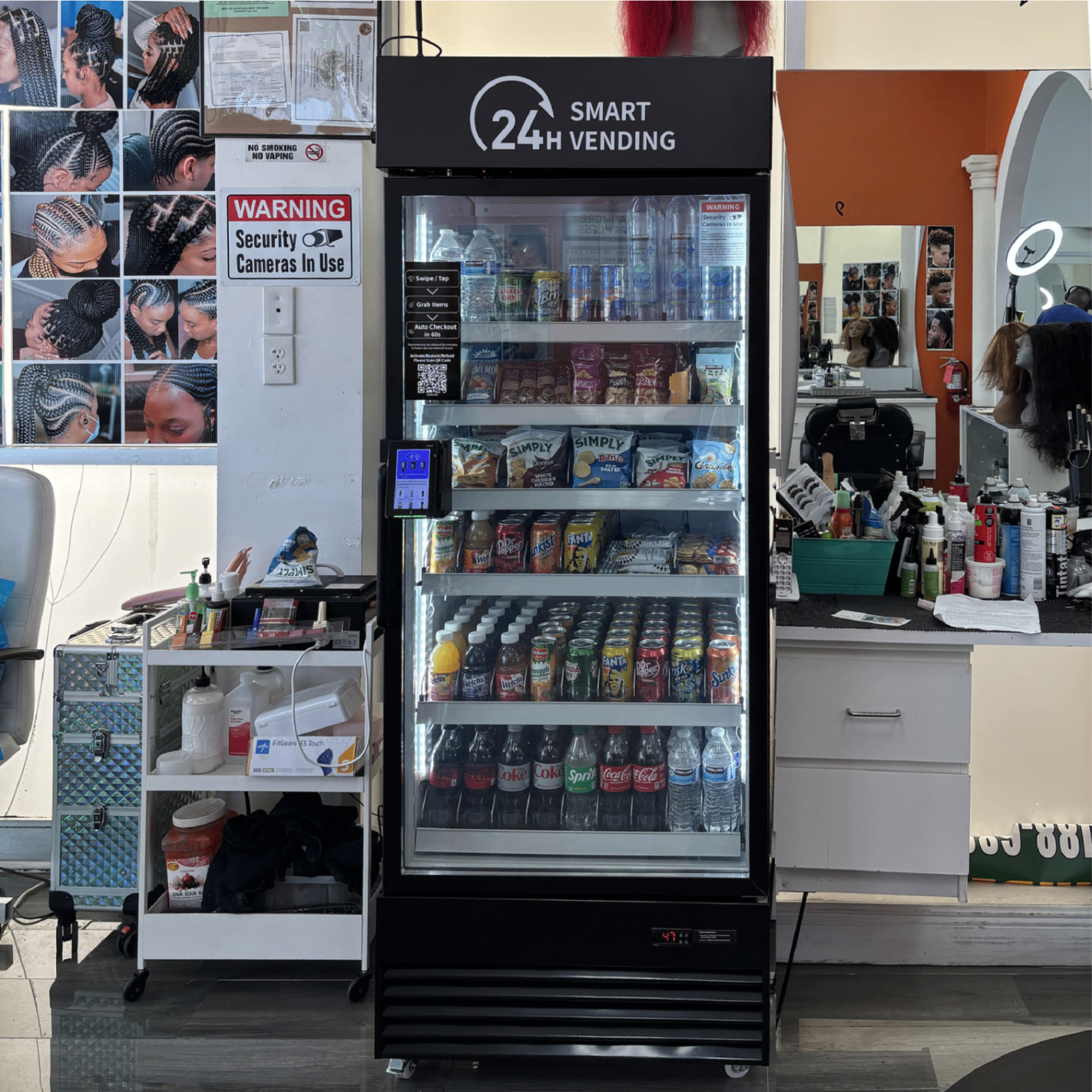 Smart vending machine in salon